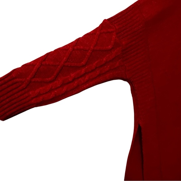 Mer Sea The Lisbon Traveler Coral orange mock neck cable knit one size - Picture 13 of 13